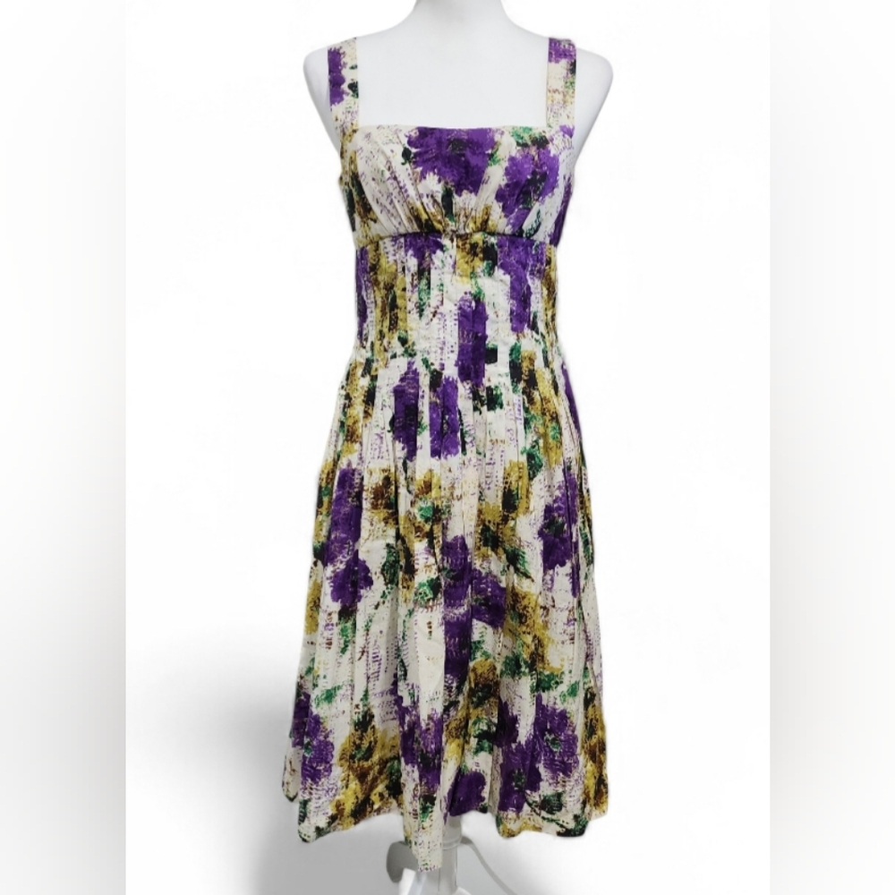 Suzi Chin for Maggy Boutique Strapless Dress in Splatter Purple and Green Print